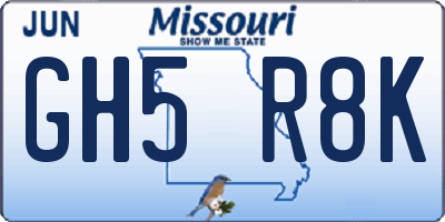 MO license plate GH5R8K