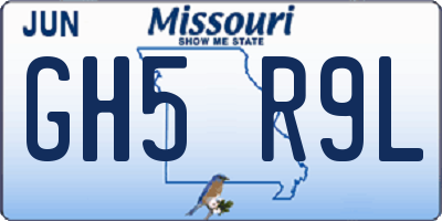 MO license plate GH5R9L
