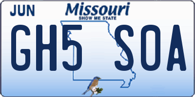 MO license plate GH5S0A
