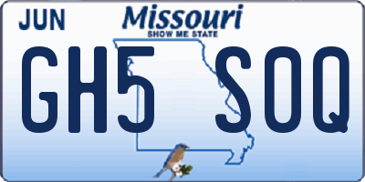 MO license plate GH5S0Q