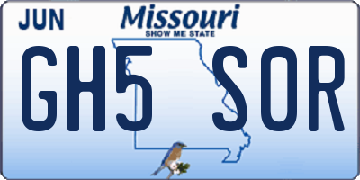 MO license plate GH5S0R