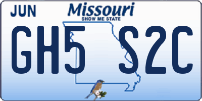 MO license plate GH5S2C
