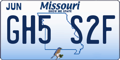 MO license plate GH5S2F