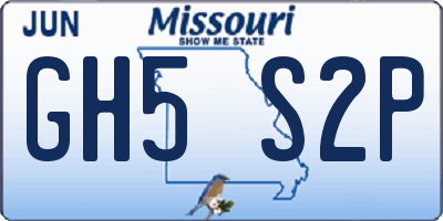 MO license plate GH5S2P