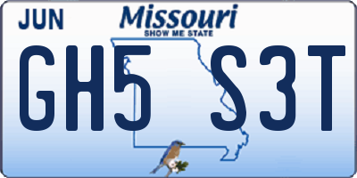 MO license plate GH5S3T
