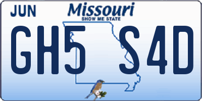 MO license plate GH5S4D