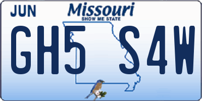 MO license plate GH5S4W