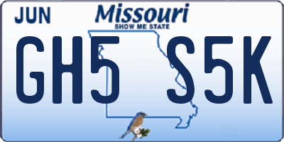 MO license plate GH5S5K