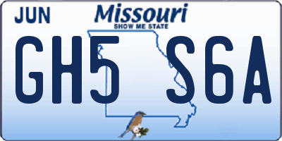 MO license plate GH5S6A