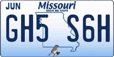 MO license plate GH5S6H