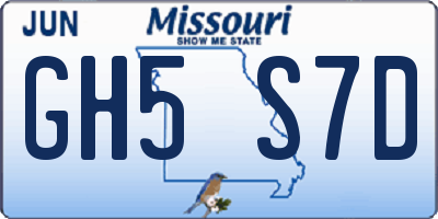 MO license plate GH5S7D