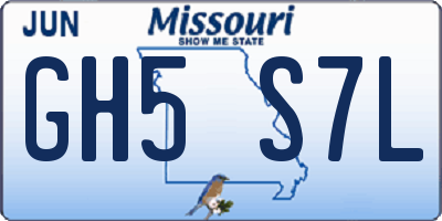 MO license plate GH5S7L