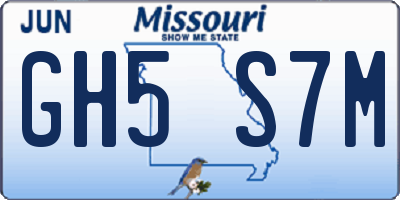 MO license plate GH5S7M