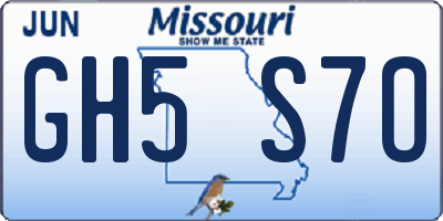 MO license plate GH5S7O