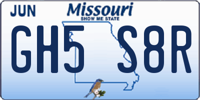MO license plate GH5S8R
