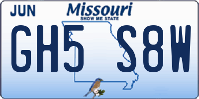MO license plate GH5S8W