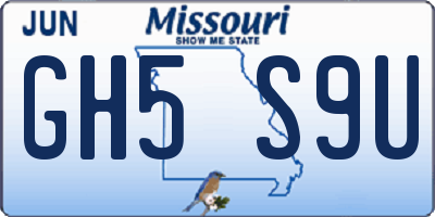 MO license plate GH5S9U