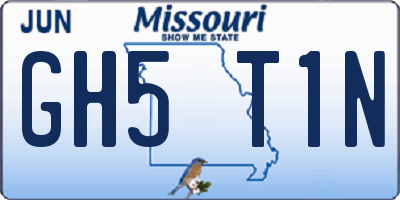 MO license plate GH5T1N