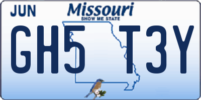 MO license plate GH5T3Y
