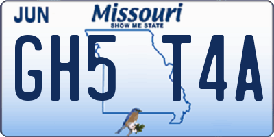 MO license plate GH5T4A