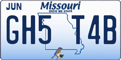 MO license plate GH5T4B