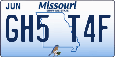 MO license plate GH5T4F