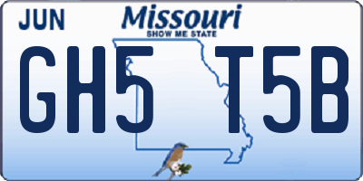 MO license plate GH5T5B