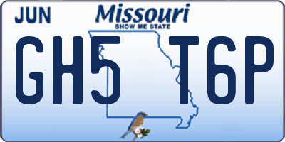 MO license plate GH5T6P