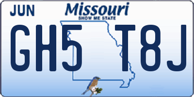MO license plate GH5T8J