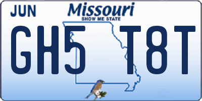 MO license plate GH5T8T