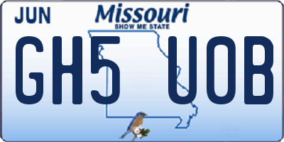 MO license plate GH5U0B