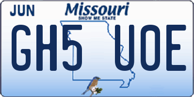 MO license plate GH5U0E