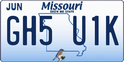 MO license plate GH5U1K