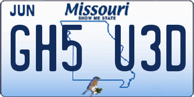 MO license plate GH5U3D