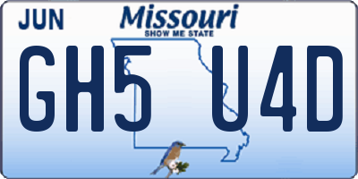 MO license plate GH5U4D