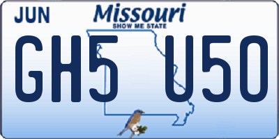 MO license plate GH5U5O