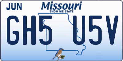 MO license plate GH5U5V