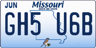 MO license plate GH5U6B
