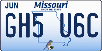 MO license plate GH5U6C