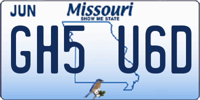 MO license plate GH5U6D