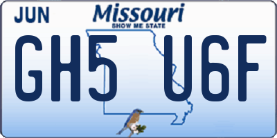 MO license plate GH5U6F