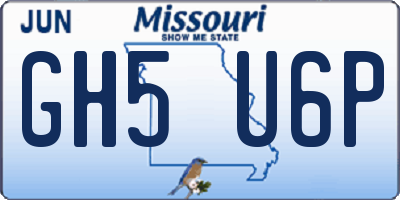 MO license plate GH5U6P