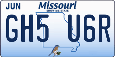 MO license plate GH5U6R