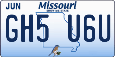 MO license plate GH5U6U