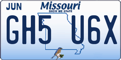 MO license plate GH5U6X
