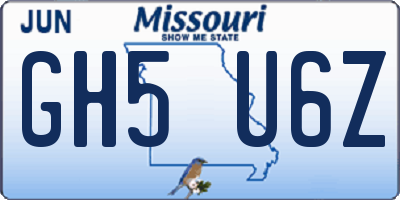 MO license plate GH5U6Z