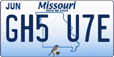 MO license plate GH5U7E