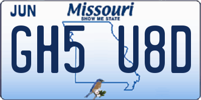 MO license plate GH5U8D