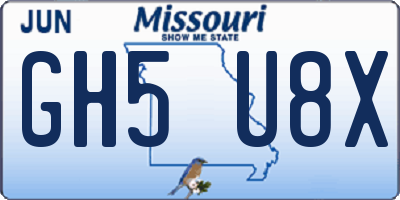 MO license plate GH5U8X