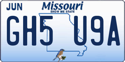 MO license plate GH5U9A